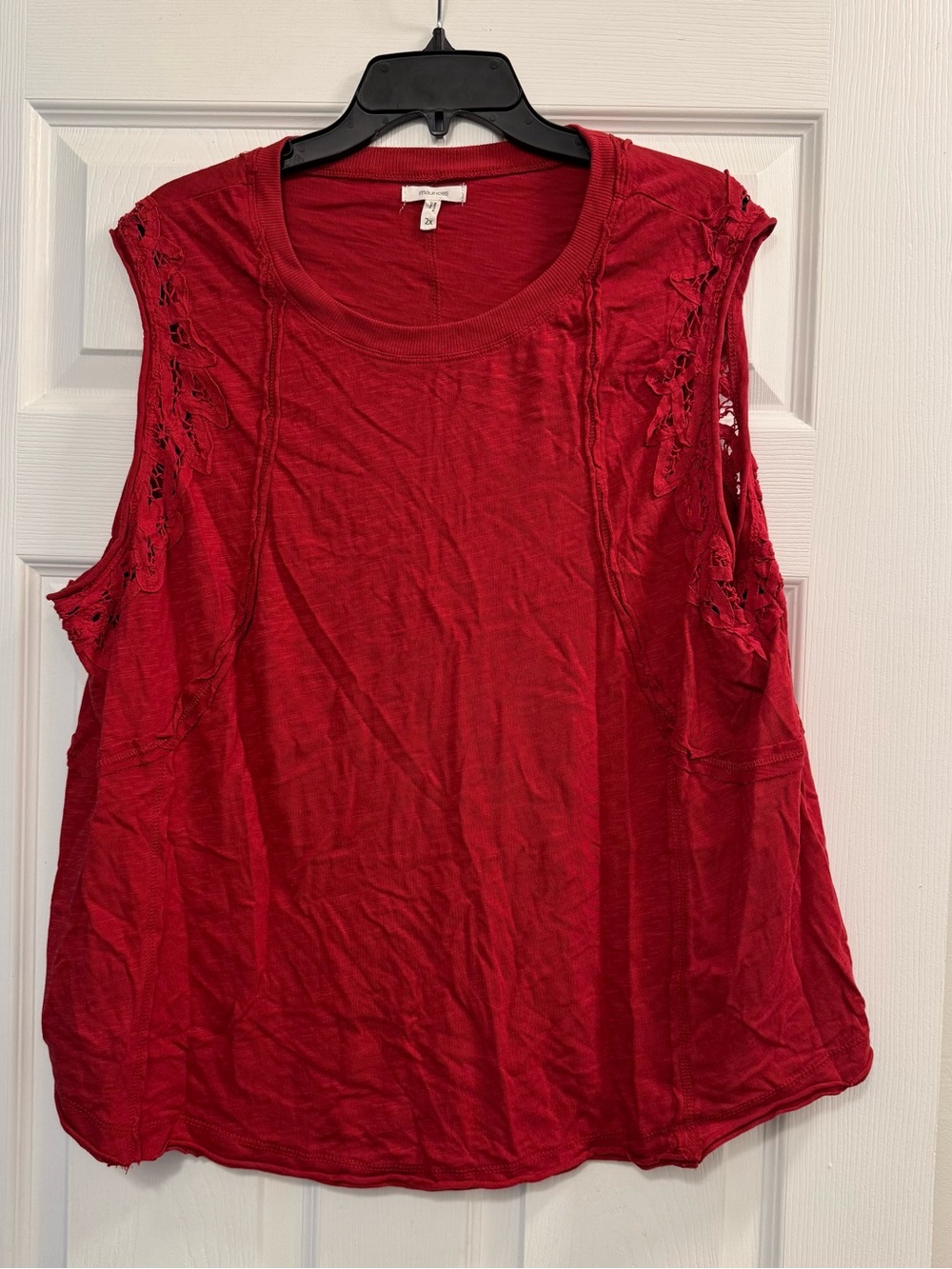 Maurices Red Sleeveless Tank with Lace-Trim